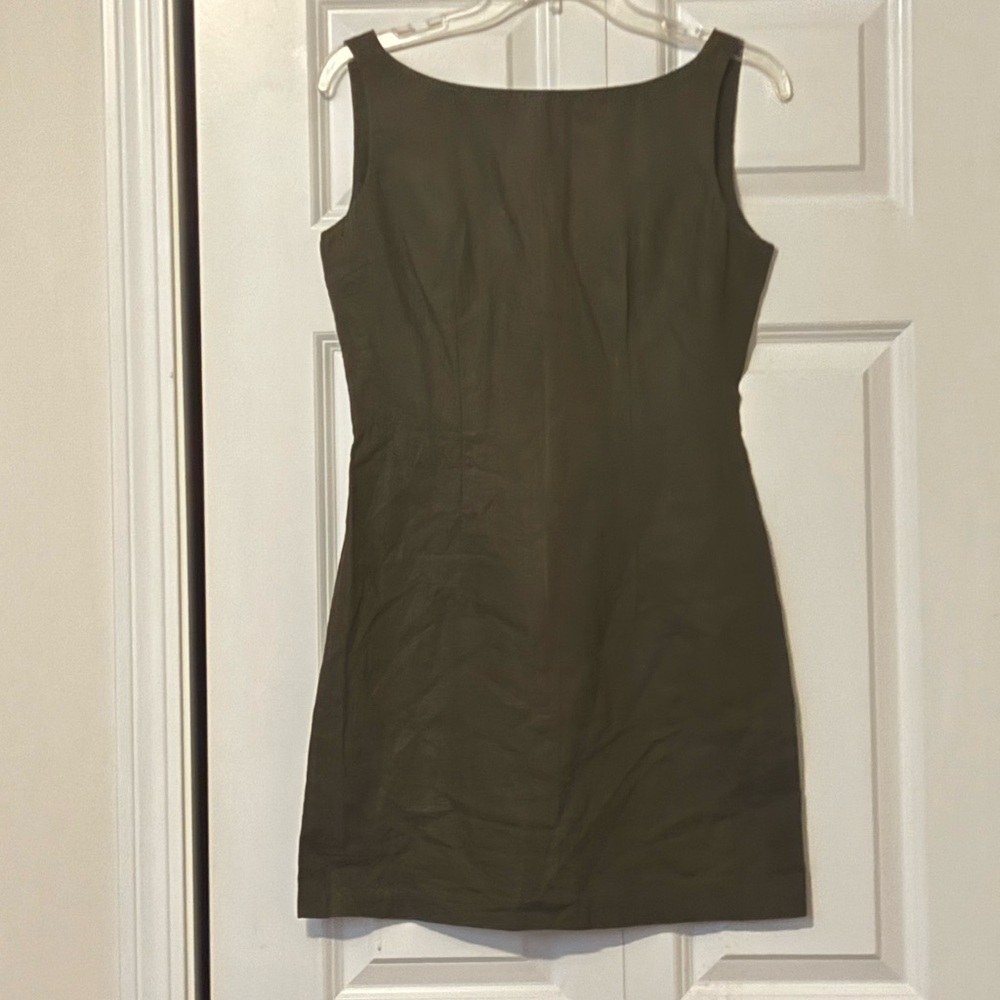 Vintage 90s Low Back Olive Green Sleeveless Mini Dress Size Small